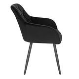 WOLTU Chaises Salle à Manger Lot de 6, Fauteuil Salon, Chaise Scandinave, Chaise de Cuisine en Velours, Assis Rembourré avec Accoudoirs et Dossier, Pieds en Métal, Noir, BH352sz-6