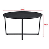 Table Basse pour Salon Table Ronde Design Plateau en Panneau de Particules Pieds Croisés en Acier 80 x 45 cm Noir Effet Bois
