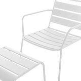 Tousmesmeubles Chaise + Tabouret Acier Blanc - TIPUTA - L 64 x l 71 x H 73 - Neuf