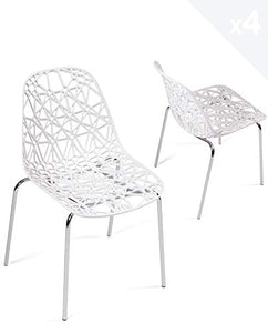 KAYELLES Lot 4 chaises Cuisine Design Moderne - Chaise Salle a Manger IKO (Blanc, 4)