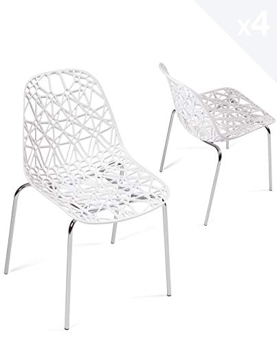 KAYELLES Lot 4 chaises Cuisine Design Moderne - Chaise Salle a Manger IKO (Blanc, 4)
