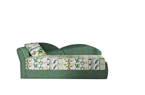 E-MEUBLES Canapé en lit Convertible avec Coffre de Rangement 3 Places Relax Droit - en Tissu - Salon & séjour ARGEA (Menthe+Fleurs (Garden 39+Soro 34), Canapé Gauche)