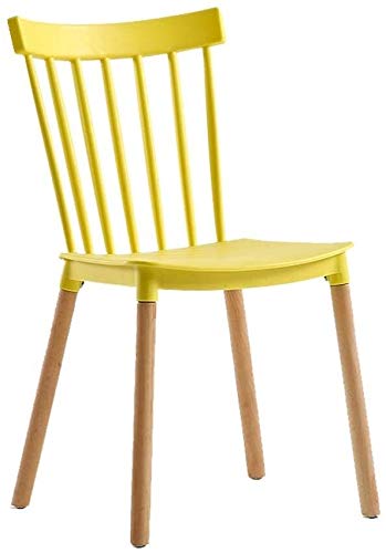 FHW Chaise de salle à manger plastiques (2ps), Tea Shop/Lazy/Bureau/Salle de réunion, Chaise en bois massif chaise (Color : Yellow, Size : 43x54x80CM)