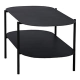 [en.casa] Table Basse de Salon Table d'Appoint pour Salle de Séjour Petite Table en Forme Ovale avec Étagère Acier 112 x 62 x 41 cm Noir Mat