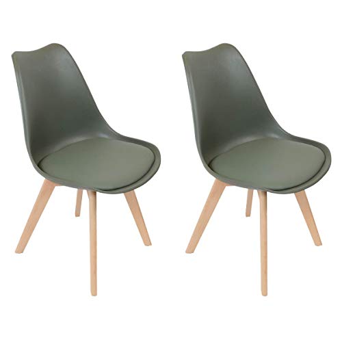 AltoBuy MEDALINE - Lot de 2 Chaises Scandinaves Kaki AltoBuy MEDALINE - Lot de 2 Chaises Scandinaves Kaki