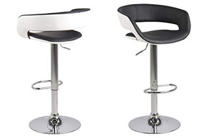 AC Design Furniture Jack Tabourets de Bar Lot de 2, H: 104 x l: 54,5 x P: 48,5 cm, Blanc/Noir/Chrome, Faux Cuir/Métal, 2 pc