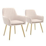 CangLong Furniture Lot de 2 fauteuils Modernes pour Salon et Salle à Manger avec Pieds en métal Noir, Beige