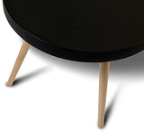 Furnhouse Ibbe Design Opus Ronde Table Basse de Salon Style Moderne Skandinave Table de Salon Noir, MDF et Bois Pieds en Bois de Hêtre Massif, 90x90x45 cm