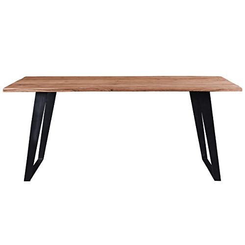 Miliboo Table à Manger en Acacia Massif et métal Noir L175 cm Kora