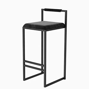 HYQHYX Chaise de Cuisine Industriel Tabourets Hauts en Velours Cadre en Métal Tabouret de comptoir pour Maison Facile à Monter 75cm (Color : Black-C, Size : 55CM)