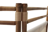 Paravent en Polycoton et Bambou - Naturel - Blanc et Marron - Panneaux en Coton - 160x120 cm