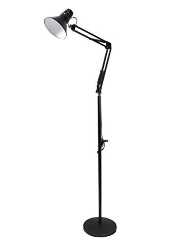 Universo Lampe avec pied et bras orientable - Idéale comme lampe de lecture, de travail, pour esthéticienne et salon - En métal D15 Moderne noir