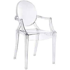 LexMod Fauteuil de Salle à Manger Casper en Plastique, Plastique, Claire, 53x56x91 cm