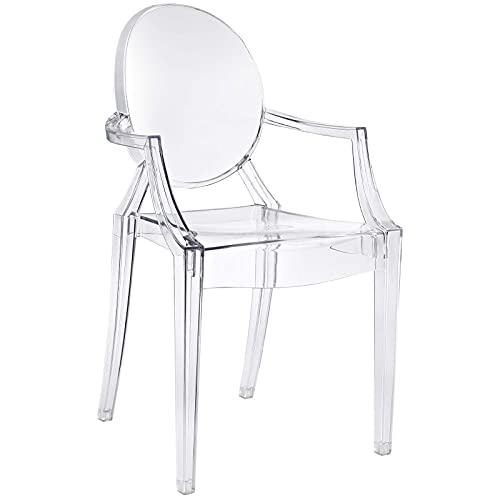 LexMod Fauteuil de Salle à Manger Casper en Plastique, Plastique, Claire, 53x56x91 cm