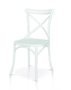 Fashion Commerce Lot de 2 chaises Classiques avec Dossier à x en polipropolene Blanc, Polypropylène, Lot de 2 unités