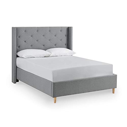 DecoInParis Lit Double en Tissu capitonné Margot (Gris, 160_x_200_cm) DecoInParis Lit Double en Tissu capitonné Margot (Gris, 160_x_200_cm)