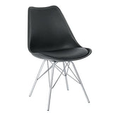 SAMPUR - Chaise Épura de Salle à Manger | Chaise de Bureau et de Salon Design Rétro Scandinave avec Coussin Intégré | Chaise de Salle d'Attente Rembourrée avec Pieds en Acier - Noir