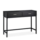 Relaxdays Table Console, Meuble d’appoint 2 tiroirs, HLP 81 x 110 x 42 cm, étroit, Couloir & Salon, Gain de Place, Noir