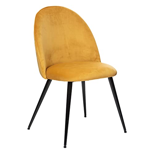 Chaise Slano - Jaune Ocre - Velours - Pieds métal Noir - Atmosphera créateur d Chaise Slano - Jaune Ocre - Velours - Pieds métal Noir - Atmosphera créateur d'intérieurChaise Slano - Jaune Ocre - Velours - Pieds métal Noir - Atmosphera créateur d'intérieur