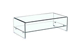 Meubletmoi Table Basse en Verre trempé - avec étagère vitrée rectangulaire - Design Salon Moderne - Ice