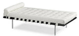 ElleDesign Daybed 180 cm Mies Van der Rohe Barcelona Lit Blanc Noir dormeuse en Cuir véritable