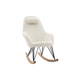 Rocking Chair scandinave Tissu Blanc Effet Laine bouclée Jhene - Miliboo & Stéphane Plaza