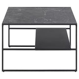 Marque Amazon - Movian Table basse avec étagère, plateau effet marbre, base en métal noir, 70 x 70 x 45 cm