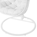 Tousmesmeubles Chaise Suspendue Acier/Rotin Blanc - AVATORU n°2 - L 102 x l 102 x H 190 - Neuf