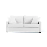 Moment Home Canapé 3 Places Convertible, Grand Confort, Déhoussable, Made in France, Bouclette Blanc écru, Couchage 140 Express Quotidien, Adam