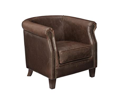 Vente-unique - Fauteuil Club 100% Cuir Vieilli ENGUERRAND