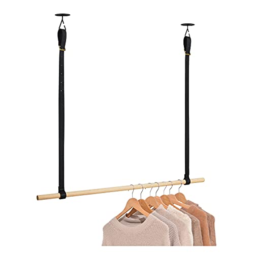 MOB-IN Kit penderie Suspendue Effet Cuir - Barre Portant Dressing sous Plafond 1 m + Lanière Ceinture Simili Cuir - VIKY MOB-IN Kit penderie Suspendue Effet Cuir - Barre Portant Dressing sous Plafond 1 m + Lanière Ceinture Simili Cuir - VIKY
