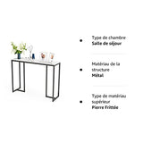 FATIVO Console Meuble Entrée en Marbre: Table Console Blanche Scandinave Meuble d’Entrée Bout de Canapé Noir pour Entrée Couloir Salon - 100x30x78.5 cm