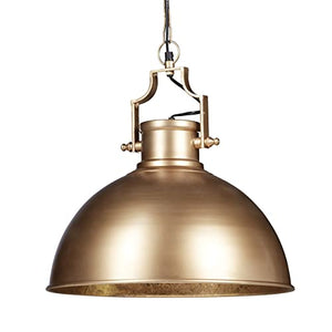 Relaxdays Lampe à suspensions style industriel Shabby luminaire de plafond métal diamètre 40,5 cm LED, doré