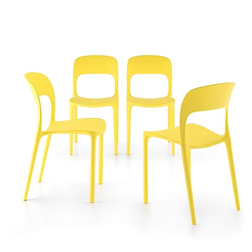MOBILI FIVER, Chaise Amanda, Lot de 4, Jaune
