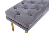 Wahson Banc Ottoman Banquette Banc de lit en Velours Banc d'entree Banquette avec Pieds dorés pour Chambre à Coucher, Salon, Couloir (Gris)