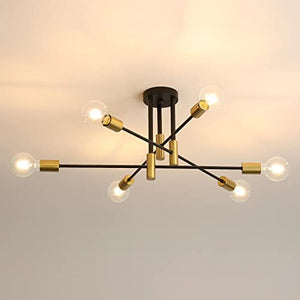 DAXGD Plafonnier Industriel, Lampe de plafond, Lustre industriel E27, 6-Luminaire suspension pour Chambre à coucher Salon (ampoule non incluse) DAXGD Plafonnier Industriel, Lampe de plafond, Lustre industriel E27, 6-Luminaire suspension pour Chambre à coucher Salon (ampoule non incluse)