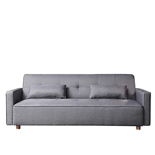 CONCEPT USINE - Canapé Scandinave Convertible 3 Places Copenhague en Tissu Gris | Canapé Droit Moderne avec Accoudoirs + 2 Coussins d CONCEPT USINE - Canapé Scandinave Convertible 3 Places Copenhague en Tissu Gris | Canapé Droit Moderne avec Accoudoirs + 2 Coussins d'Appoint | Dossier & Assise Déhoussables - Largeur 213 cm