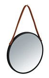 WENKO Miroir mural Borrone rond, miroir avec cadre métallique noir et bretelle de suspension, miroir décoratif au design Vintage, verre/métal, Ø 30 cm, noir