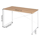 WOLTU TSB08hei Bureau d'Ordinateur Table de Bureau en aggloméré et Acier 120x60x70cm, 10,62 kg, Chêne Clair+Blanc