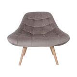 Zons MINAY Fauteuil 1 Place en Velours Taupe Style scandinave avec Pieds en Bois