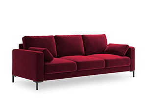 Milo Interiors Velvet Sofa, Lulu, 3 Seats, Red, 220x92x90