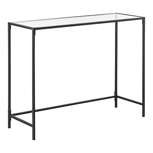 Table Console pour Salon Table d'Appoint Design Plateau en Verre Pieds en Acier 100 x 35 x 80 cm Noir