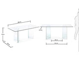 LF - Table de salle à manger Burano 180 x 90 verre transparent