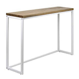 Table d'entree Console iCub Big Wood industriel vintage bois 3cm et métal Blanc 100x30cm. 80cm haute