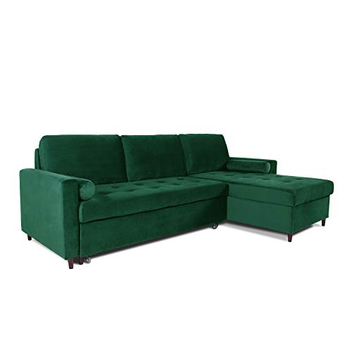 INTENSE DECO Canapé d'angle Convertible réversible Claudio en Velours Vert