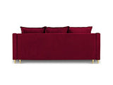 Mazzini Sofas Canapé Velours Convertible avec Coffre De Rangement, Pansy, 3 Places, Rouge, 215x94x90