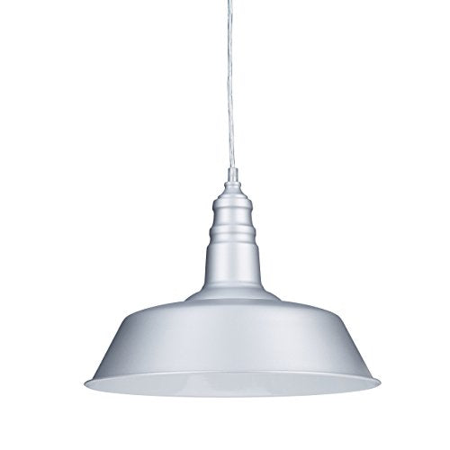 Relaxdays Suspension luminaire abat-jour en métal avec couleur tendance HxlxP: 116 x 36 x 36 cm lampe style industriel hauteur réglable, gris