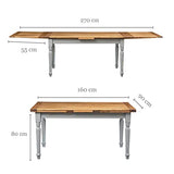 Biscottini Table a Manger Extensible 160x80x80 cm Made in Italy | Table Cuisine | Table Extensible Style Country | Table Salle a Manger Extensible