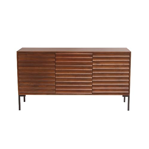 Miliboo Buffet en Bois foncé manguier Massif et métal Noir 3 Portes L140 cm Onda Miliboo Buffet en Bois foncé manguier Massif et métal Noir 3 Portes L140 cm Onda