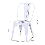 Uderkiny Lot de 4 chaises de Salle à Manger empilables Chaises en métal de Style Industriel, adaptées aux chaises de Balcon intérieures et extérieures, chaises de Jardin (Blanc)